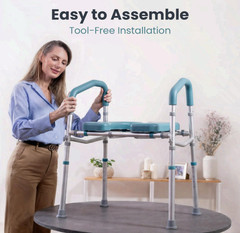 Raised Toilet Seat w/ Handles 400lb Adjustable Toilet Chair Teal Color