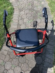 Drive 4-Wheel Rollator Walker Red/Black Padded Seat, Backrest, Handbrakes