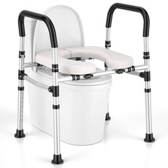 Raised Toilet Seat Riser Seniors with Padded Handles Heavy Duty 400lbs