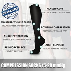 Compression Socks 15-20 Mmhg Men Womens Wide Calf Knee High Socks Pain Relief