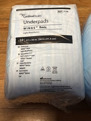 2 Pack 20 Ct Cardinal Health WINGS Basic Underpads 7176 Light Absorbency 23×36