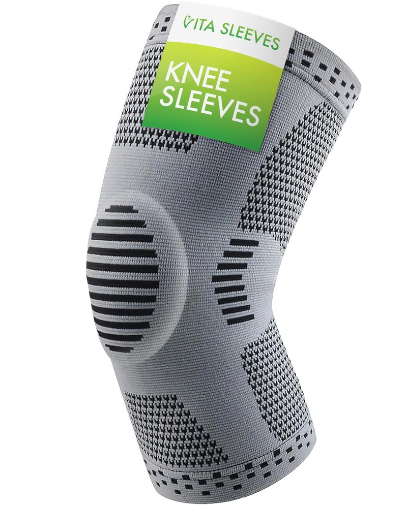Vita Sleeves For Knees 7-Zone Compression Sleeve Brace | Large/X-Large, Gray