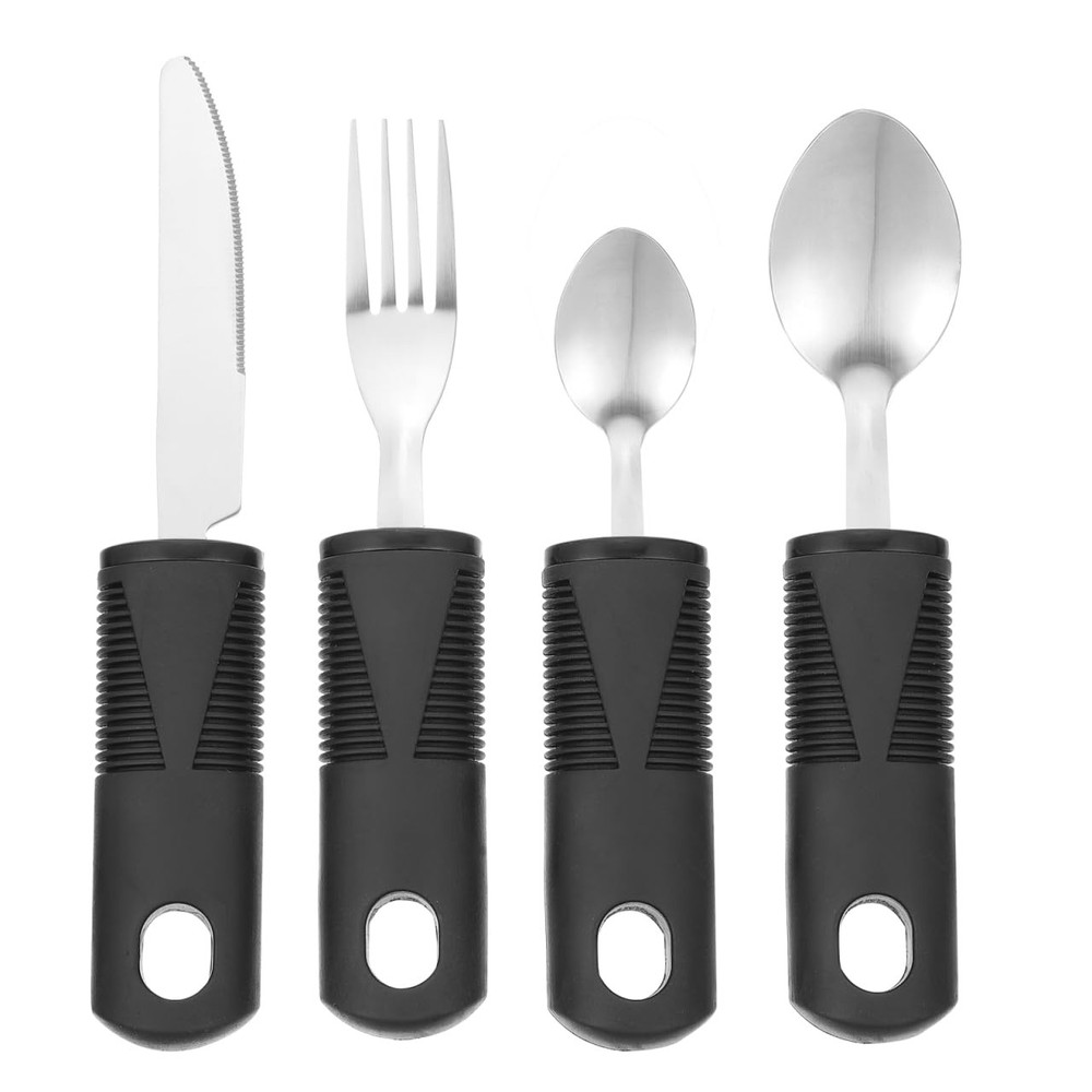 4 PCS Adaptive Weighted Utensils Hand Tremors Elderly Stainless Steel Set