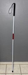 Collapsible White Aluminum Cane For Visually Impaired 48 In Textured Grip