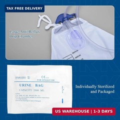 Urinary Drainage Bag 2000ml, 5 Pack Catheter Bags for Women and Men | Enhanced A