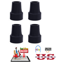 3/4 Inch Cane Tips Replacement Heavy Duty Rubber Tips Black 4 Pack Fits Aluminum