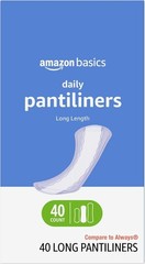 Amazon Basics Daily Pantiliner, Long Length, Feminine Pads for Women, Unscented,