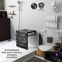 Marble Pattern Wall Mounted Folding Handmade Premium Teak Wood Seat