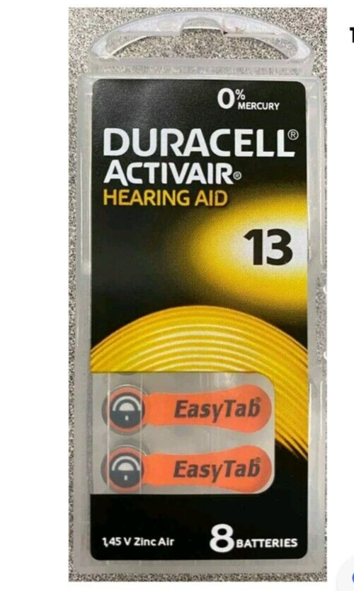 Duracell Activair Hearing Aid Batteries Size 13 Exp 08-2026