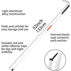 Folding Blind Cane Walking Stick for Visually Impaired Non Slip Lightweight