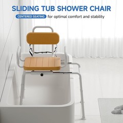 Loyoda Sliding Shower Chair w/ Extra-Wide 360° Swivel seat, Adjustable Height