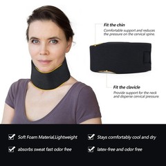 Medium Black Soft Neck Brace Foam Cervical Collar Adjustable Injury Support