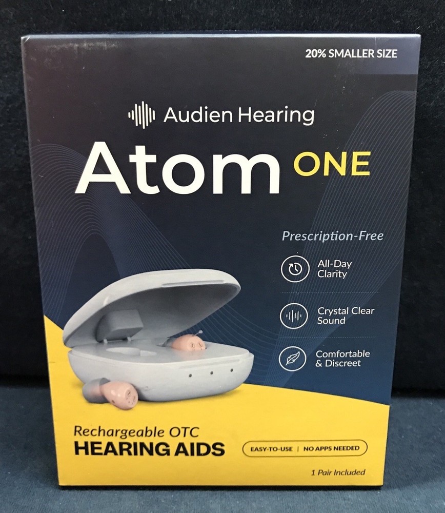 Audien Atom One OTC Hearing Aids Wireless, Rechargeable, Beige