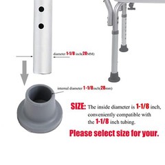 Replacement Feet for Shower Chair Bath Seat 1-1/8″ I.D Grey Non-Skid Rubber