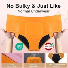 5 Pack High Absorbency Incontinence Underwear for Women Washable Leakproof Panti