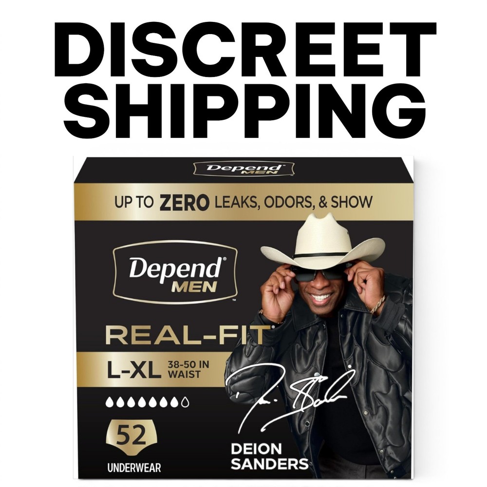 Depend Real Fit Incontinence Underwear for Men, Adult Diapers, L/XL, 52 Count