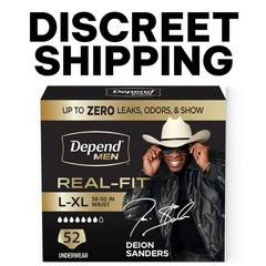 Depend Real Fit Incontinence Underwear for Men, Adult Diapers, L/XL, 52 Count
