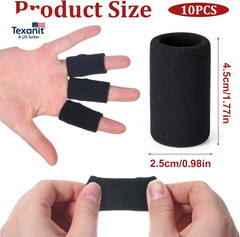 10 Pcs Black Finger Sleeves, Elastic Finger Compression Sleeves, Breathable Fing