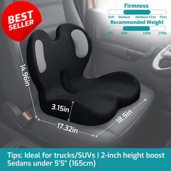 Memory Foam Trucker Seat Cushion w/ Lumbar Support for Driving Back Pain – US