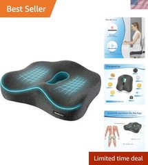 Ergonomic U-shaped Memory Foam Seat Cushion for Tailbone Pain Relief – Dark Gray