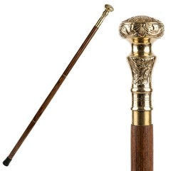 Wooden Walking Cane with Brass Handle – 37 Inch Handcrafted Walking Stick for…