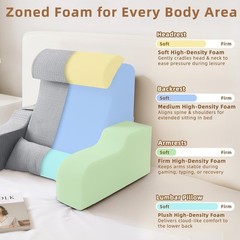 Reading Pillow for Bed Adult, 2-in-1 Foldable Back Wedge Pillow