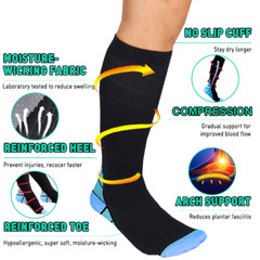 Compression 20-30MMHG Socks Pain Relief Calf Leg Foot Support Stocking Men Women