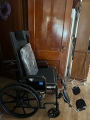 Medline Recliner Wheelchair Black Adjustable Footrests Reclining Backrest
