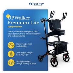 LifeWalker UPWalker EZ Lite Lightweight Upright Rollator Walker for Seniors