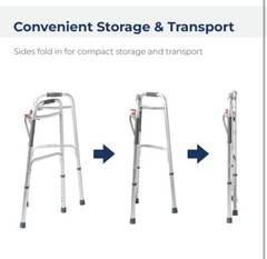 Drive Medical Deluxe 2-Button Folding Walker, Silver, 10200-1 Lightweight