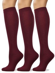Women’s Soft Combed Cotton Knee High Long Calf Dress Medium-Large Burgundy