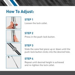 BodyMed Aluminum Adjustable Cane With Vinyl Grip Handle, Adjusts 30″-39″