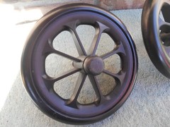 WHEELCHAIR 7-1/4″ 2 REAR WHEELS ONLY. WITH BOLT AXLES & CAPS. FOR MEDLINE EXCEL