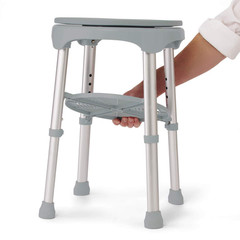 Durable Aluminum Frame, round Swivel Shower Stool, Gray, Supports up to 300Lbs.