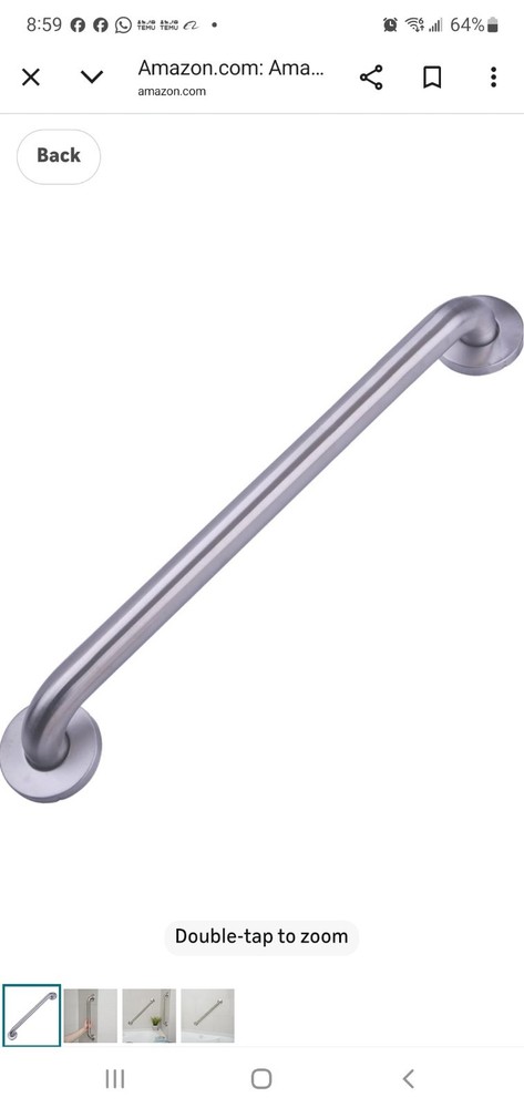 Basics Bathroom Handicap Safety Grab Bar, 24 Inch Length, 1.25 Inch Diameter,…