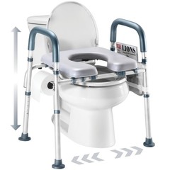 Adjustable Toilet Seat Riser for Seniors, Heavy Duty 400 lbs Capacity, Gray