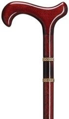 NEW GERMAN BURGUNDY BIJOUX SLIM WOODEN WALKING CANE WITH BRASS RINGS 36″ Long
