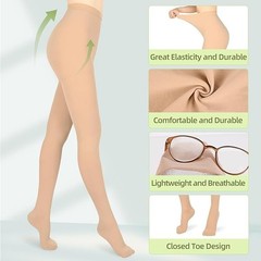 Compression Pantyhose for Women & Men 2 Pairs Closed Toe 15-20mmHg Graduated …