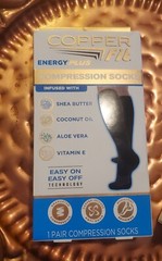 Compression Socks Copper Fit Energy Plus The Original Pair Unisex S/M Black New