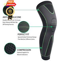 Full Leg Sleeves Long Compression Sleeve Knee Medium (1 Pair), 01_Green
