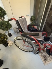 Karma Manual Wheelchair Foldable Padded Seat/Armrests Footrests Red/Black/Gray