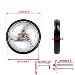 Wealrit 2 Pcs Wheels Replacement for Wheelchairs Solid 8 Inch 8 Inch, Silver