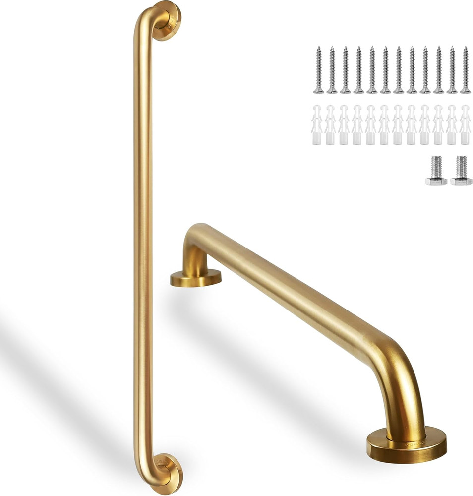 Shower Grab Bar, 2 Pack 32 Inch Gold Bathroom Safety Bar, 1.25″ Diameter 304 Sta