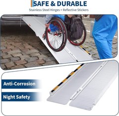 2/3/4/5/6/7/8 FT Folding Aluminum Wheelchair Ramp Mobility Ramp 600 lbs Non-Slip