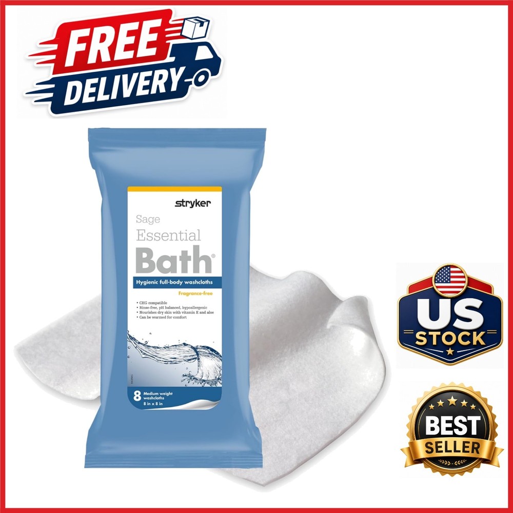 Essential Bath Cleansing Wipes 48 Cloths Fragrance Free for Whole Body Care