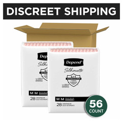 Depend Silhouette Incontinence & Postpartum Bladder Leak Underwear, M, 56 Count