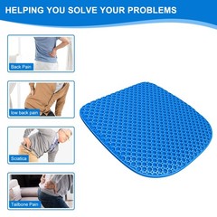 Large Gel Seat Cushion for Long Sitting With Non-Slip Size, Blue