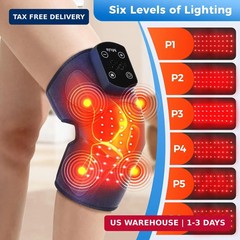 Red Light Therapy & Vibration Massage Knee Brace: Wireless Rechargeable, with 66