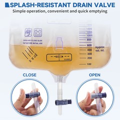 10x 2000mL Urinary Drainage Bag Anti-Reflux Chamber 48″ Tube Clips Hanging Hook