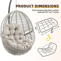 Wicker Egg Chair Cushion Replacement for Outdoor 47″L*35″W*3.5″T, Blue